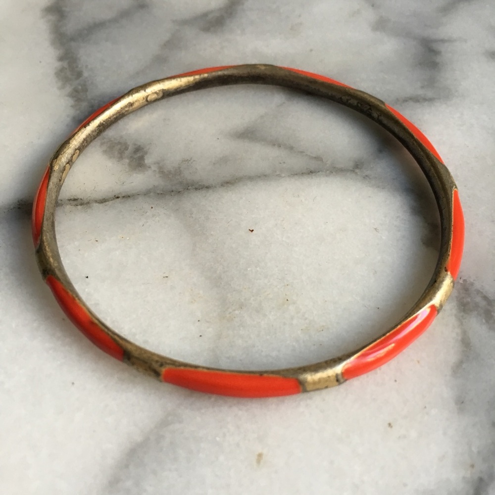 Coral and brass Madewell bangle